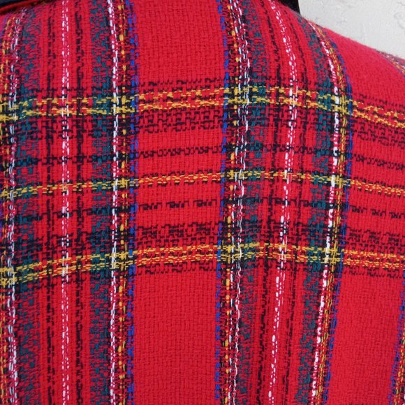 Vintage Black Velvet Trimmed Plaid Coat - Picture 2 of 10